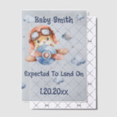 Schattigee Vliegtuiglanding Piloot Jongen Zwangers Vellum Uitnodigingen (Offset (Uitnodiging))