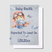 Schattigee Vliegtuiglanding Piloot Jongen Zwangers Vellum Uitnodigingen (Offset)