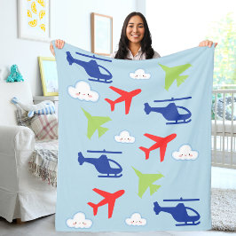 Schattigee vliegtuigwolk, reizen, Baby shower, luc Fleece Deken