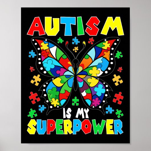 Schattigee vlinder autisme is mijn Superpower auti Poster (Voorkant)