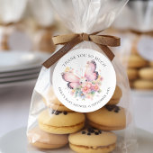 Schattigee vlinder bloemen dank u Baby shower Ronde Sticker