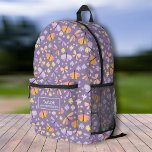 Schattigee vlinder bloemig, gepersonaliseerde Kind Bedrukte Rugzak<br><div class="desc">Super leuke, leuke rugzak met een vlinder bloemenprint en de naam van je kind. Toevoegen en extra bonusregel tekst - telefoonnummer, teamnaam, gezegde, enz. - of verwijderen. Ruimte genoeg voor boeken, computer, sportuitrusting en meer - of gebruik als reis- of logeertas ook. Stijlvol en kleurrijk, maar toch zeer functioneel -...</div>