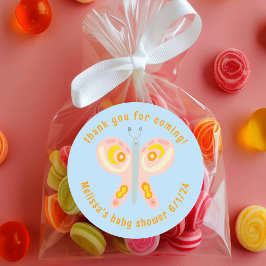 Schattigee vlinder dank u aangepaste Baby shower Ronde Sticker