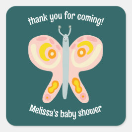 Schattigee vlinder dank u aangepaste Baby shower Vierkante Sticker