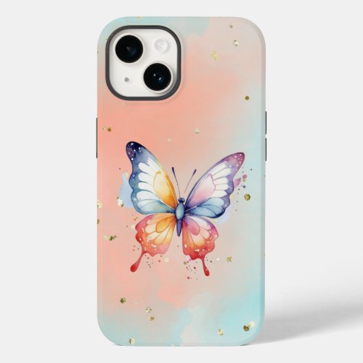 Schattigee vlinder en zachte pastelbasis Case-Mate iPhone case (Achterkant)