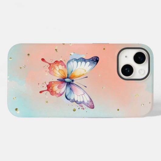 Schattigee vlinder en zachte pastelbasis Case-Mate iPhone case (Achterkant (horizontaal))