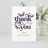 Schattigee vlinder gepersonaliseerde flat dank u k bedankkaart (Staand voorkant)