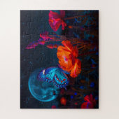Schattigee Vlinder op Psychedelic Poppy in Moonlig Legpuzzel (Verticaal)