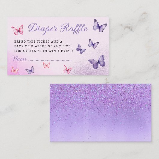 Schattigee vlinder paarse Baby showers luier Raffl Informatiekaartje (Voorkant / Achterkant)