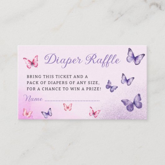 Schattigee vlinder paarse Baby showers luier Raffl Informatiekaartje (Voorkant)