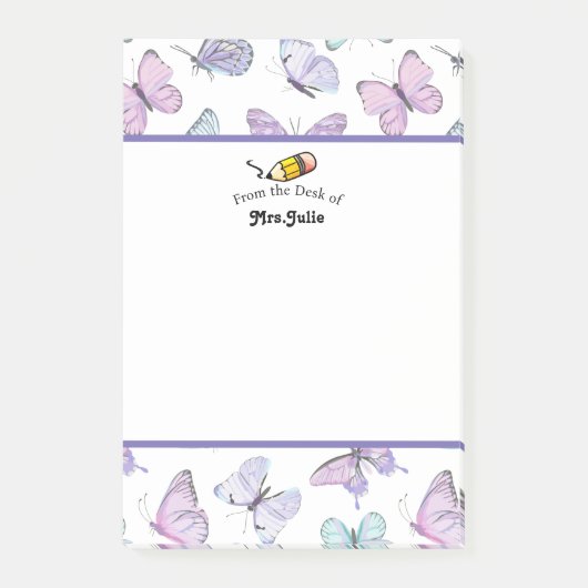 Schattigee vlinder patroon gepersonaliseerd post-it® notes (Voorkant)