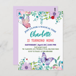 Schattigee vlinder Polka dot bloembloem Verjaardag Briefkaart