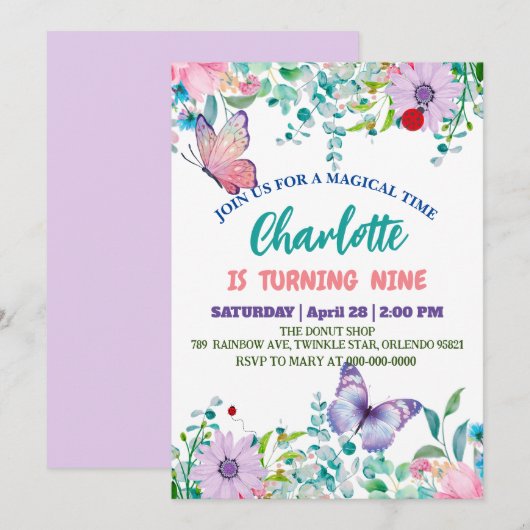 Schattigee vlinder Polka dot bloembloem Verjaardag Feestdagenkaart (Voorkant / Achterkant)