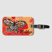Schattigee Vlinder Waterverf Boho Naam toevoegen Bagagelabel (Voorkant (horizontaal))