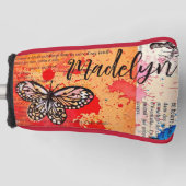 Schattigee Vlinder Waterverf  Boho Naam toevoegen Golfheadcover (Voorkant)