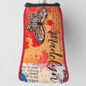 Schattigee Vlinder Waterverf Boho Naam toevoegen Golfheadcover (Draai 90)