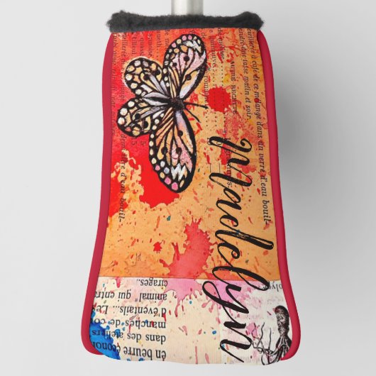 Schattigee Vlinder Waterverf  Boho Naam toevoegen Golfheadcover (Draai 90)