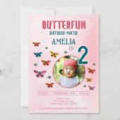 Schattigee Vlinderbloemen Meisje Verjaardagsfeest  Kaart (Voorkant)