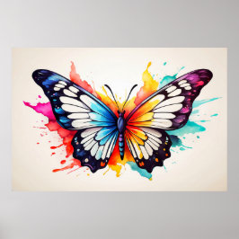 Schattigee Vlinderillustratie Doodle Poster