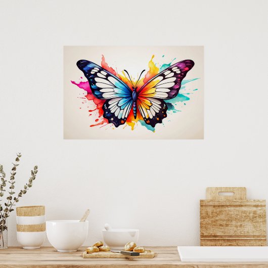 Schattigee  Vlinderillustratie Doodle Poster (Keuken)