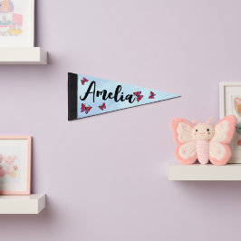 Schattigee vlinders en aangepaste naam wimpel vlag