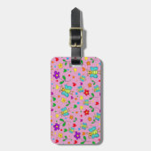 Schattigee vlinders en bloemmotief - roze bagagelabel (Voorkant verticaal)