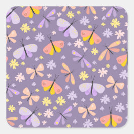 Schattigee vlinders en kevers vierkante sticker
