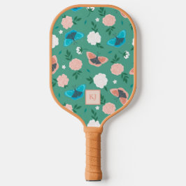 Schattigee Vlinders en Rozen Monogrammed Pickleball Paddle