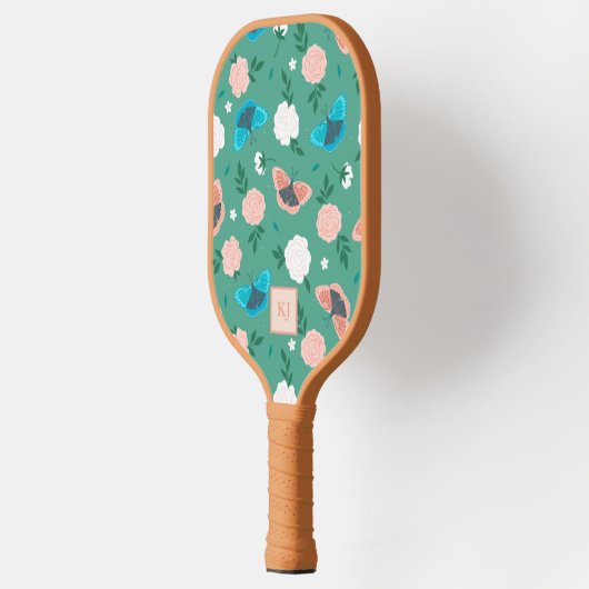 Schattigee Vlinders en Rozen Monogrammed Pickleball Paddle (Links)