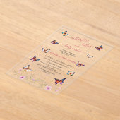 Schattigee vlinders kussen Baby wenst Baby shower Acryl Uitnodigingen (Laagn)