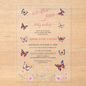 Schattigee vlinders kussen Baby wenst Baby shower Acryl Uitnodigingen (Voorkant)