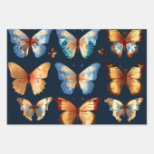 Schattigee Vlinders op blauwe en witte achtergrond Inpakpapier Vel (Voorkant 2)
