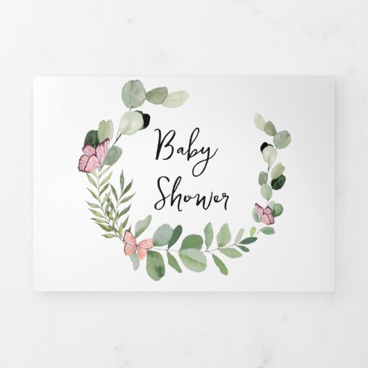 Schattigee vlinders rondom Baby shower Drieluik Aankondiging (Cover)