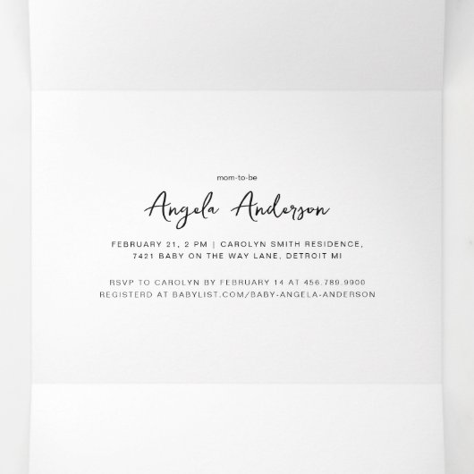 Schattigee vlinders rondom Baby shower Drieluik Aankondiging (Binnenkant midden)