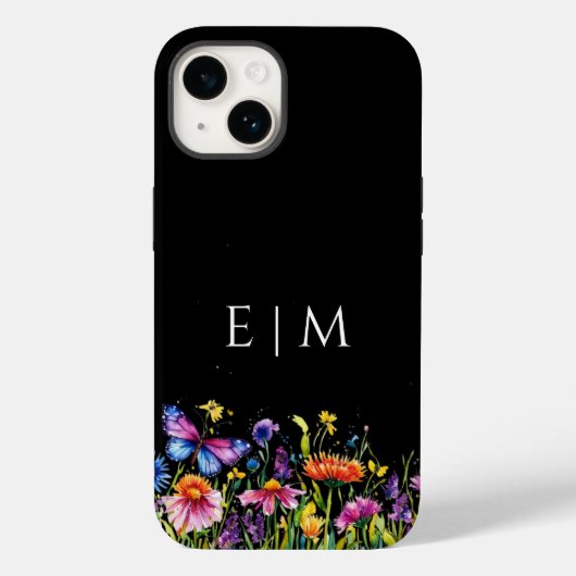 Schattigee vlinderzwarte bloemen Case-Mate iPhone case (Achterkant)