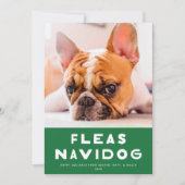 Schattigee vlooien Navidog Dog Pet Vakantie fotoka Feestdagenkaart (Voorkant)
