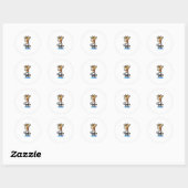 Schattigee voetballer Giraffe. Ronde Sticker (Vel)
