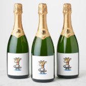 Schattigee voetballer Giraffe. Sparkling Wijnetiket (Flessen)