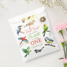 Schattigee vogel 1e verjaardagsfeest bedankzakje