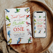 Schattigee vogel 1e verjaardagsfeest kaart