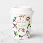Schattigee vogel 1e verjaardagsfeest papieren bekers (Achterkant)
