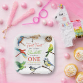 Schattigee vogel 1e verjaardagsfeest papieren bordje (Feest)