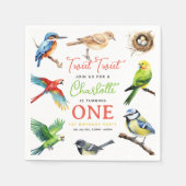 Schattigee vogel 1e verjaardagsfeest servet (Voorkant)