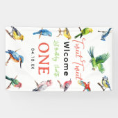Schattigee vogel 1e verjaardagsfeest welkom spandoek (Horizontaal)