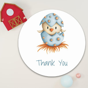 Schattigee vogel blauw dank u ronde sticker