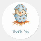 Schattigee vogel blauw dank u ronde sticker (Voorkant)