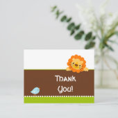 Schattigee vogel en leeuw dank u briefkaart (Staand voorkant)