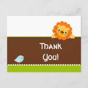 Schattigee vogel en leeuw dank u briefkaart