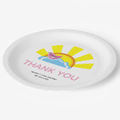 Schattigee vogel en zon Baby shower Dank u Papieren Bordje (Gekanteld)