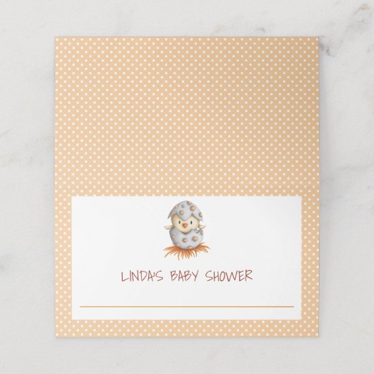 Schattigee vogel genderneutraal Baby shower Plaatskaartje (Buitenkant ongevouwen)
